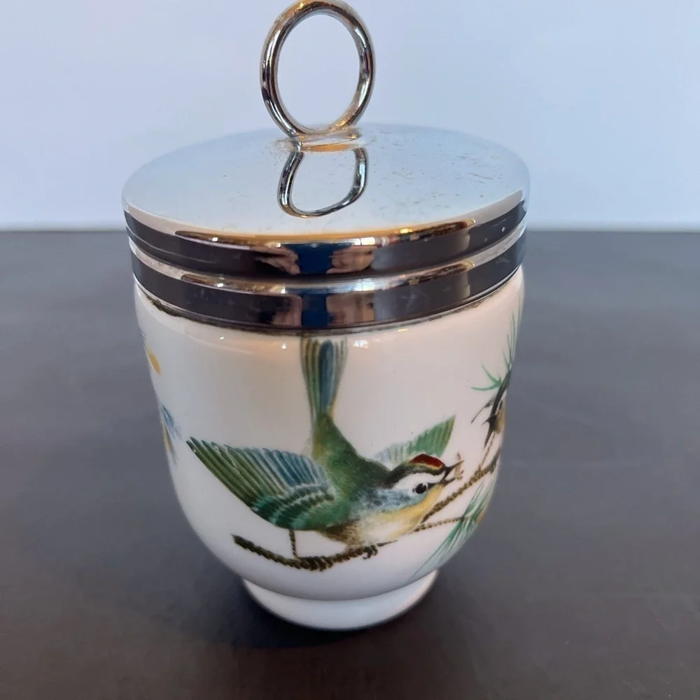 Royal Worcester Porcelain Large Egg Coddler- Birds
